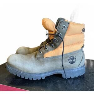 Timberland 650 Puffer Boots with Orange Padded Collar Size 8.5 M Mens